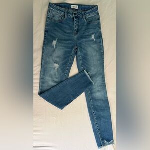 Cello Light Blue Distressed Straight Leg Jeans